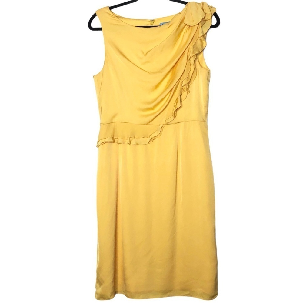Antonio Melani Silk Yellow Ruffle Sleeveless Dress